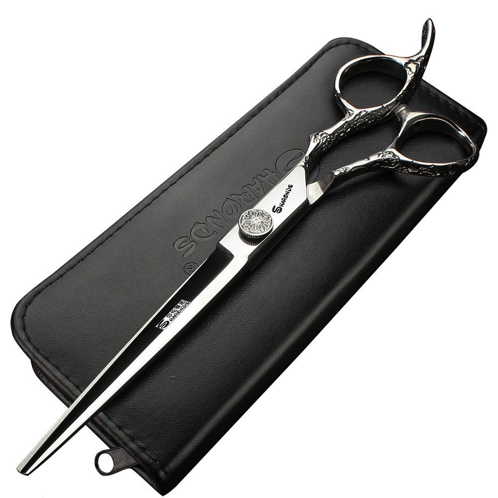 6/7-Inch Professional Hair Scissors Haircut Rose Pattern Hair Scissors Styling Tools Japanese Stainless Steel Scissor Set (7-in cutting scissors)