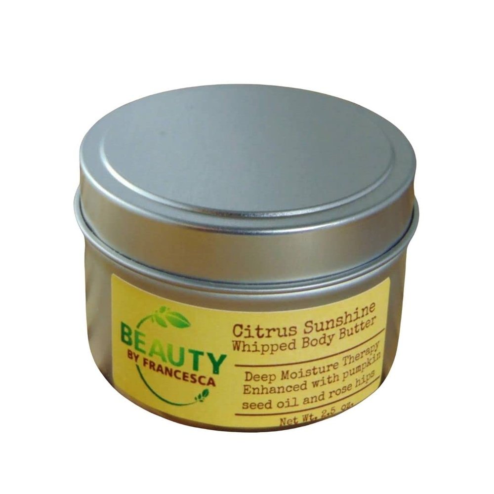 Beauty by Francesca - Handmade Whipped Body Butter Citrus Sunshine - 100% All Natural Ingredient Hydrating Moisturizing Body Cream - 3 Ounces