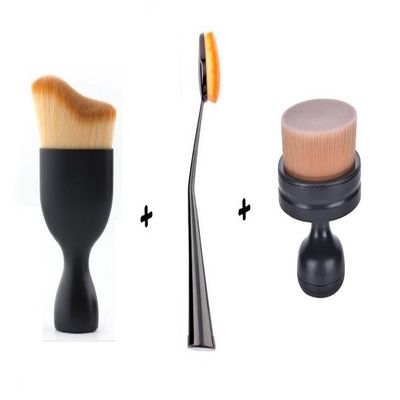 3PCS Circle Flat Foundation Brush Cosmetics Flat Top Angled Face Makeup Brush Foundation Brush