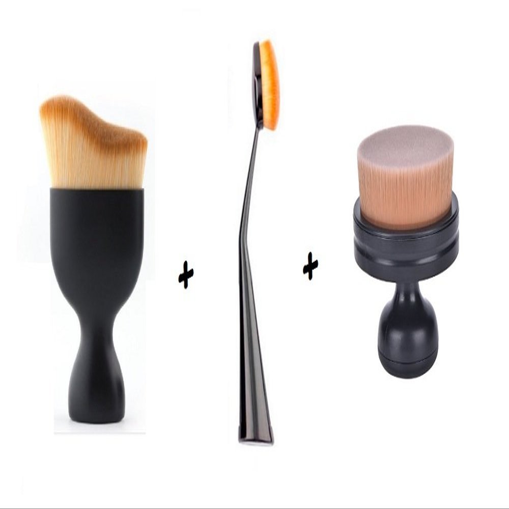 3PCS Circle Flat Foundation Brush Cosmetics Flat Top Angled Face Makeup Brush Foundation Brush