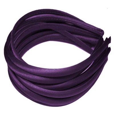 12pc Skinny Satin Headbands - 7mm wide, solid color packs (Dark Purple)