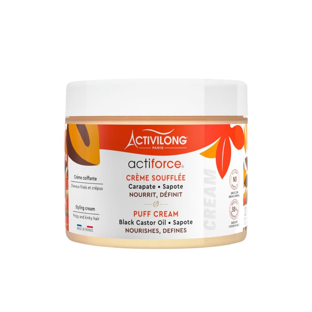 Activilong Actiforce Puff Cream  Blow-Dry Cream Infused with Black Castor Oil and Sapote  Rich Creamy Texture for Thicker Hair  Strength and Vitality for Your Hair  300 ml.