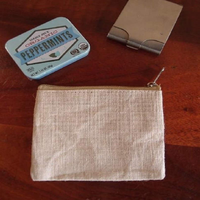 Natural Canvas Zippered Flat Pouch Cosmetic Makeup Bag Travel Toiletry Dopp Kits (12, Size 1: 5.5"W x 4.5")