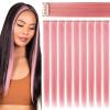 Rhyme 9 PCS Smoke Pink Hairpieces Colored Hair Extensions Clip in/on for America Girls and Women Wig Pieces Princess Party Highlight (Light Pink) view 1