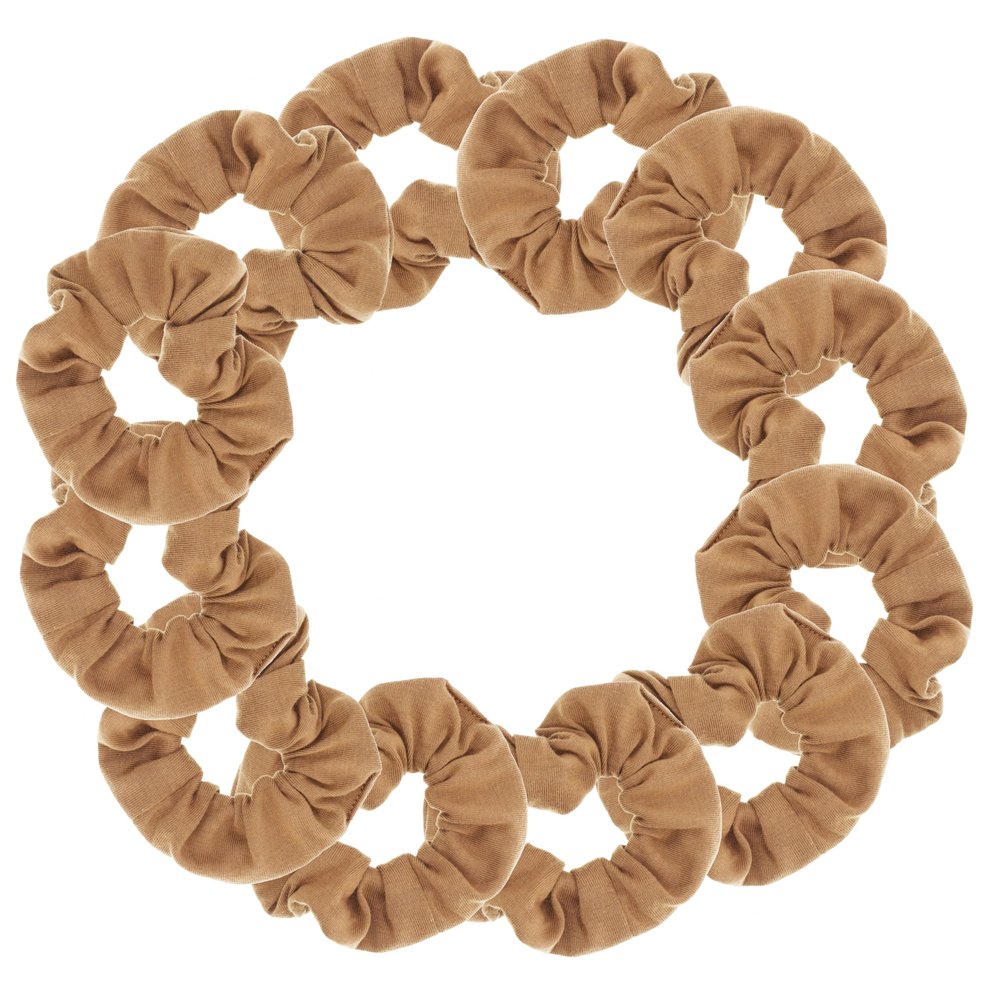 12 Pack Solid Hair Ties Scrunchies (LIght Brown)