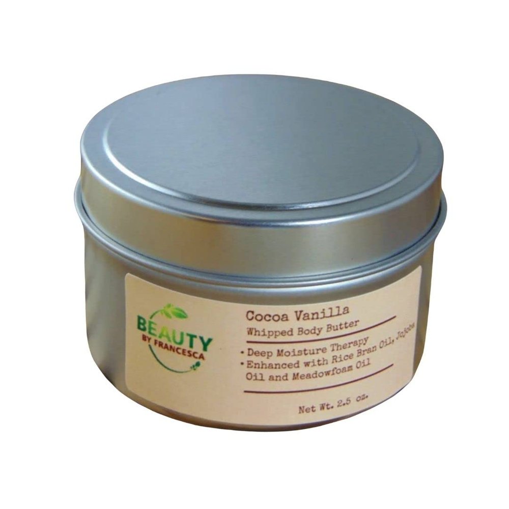 Beauty by Francesca - Handmade Whipped Body Butter Cocoa Vanilla - 100% All Natural Ingredient Hydrating Moisturizing Body Cream with Essential Oils For Men and Women, 3 Oz