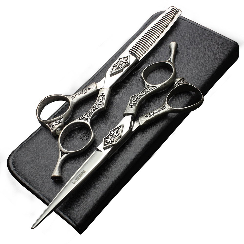 5.5/6-inch professional hair clippers, stainless steel sharp hair clippers, specialized for hairdressers (6-inch -2pc-D)