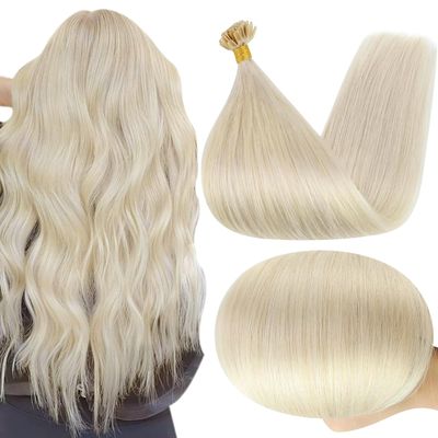 Full Shine U Tip Hair Extensions Human Hair Platinum Blonde