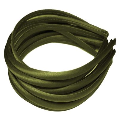 12pc Skinny Satin Headbands - 7mm wide, solid color packs (Olive Green)