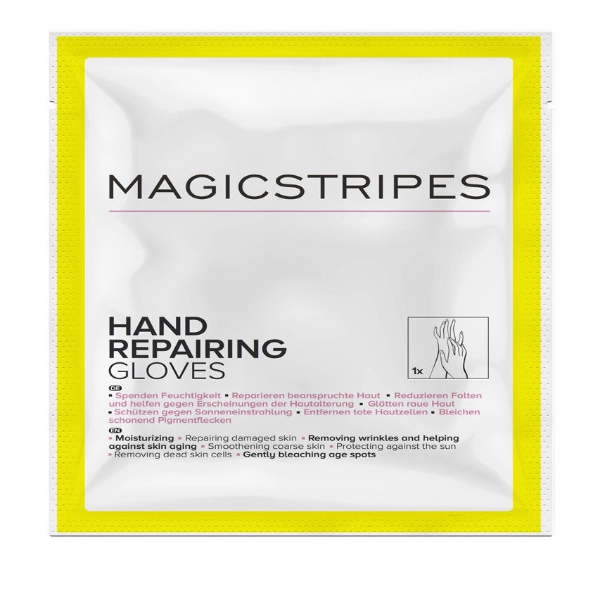 MAGICSTRIPES Hand Repairing Gloves - Moisturizing Gloves Hand Mask, Collagen Treatment Gloves for Hands and Nails, Spa Treatment with Shea Butter for Extra Dry Skin, Reduce Age Spots (SINGLE - 1 Mask)