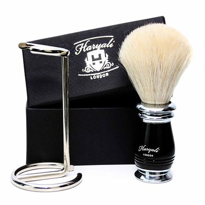 Black Handle Men's Shaving Brush for Men Black Badger Hair Shaving Brush with Stand