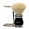 Black Handle Men's Shaving Brush for Men Black Badger Hair Shaving Brush with Stand view 2