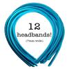 12pc Skinny Satin Headbands - 7mm wide, solid color packs (Turquoise) view 1