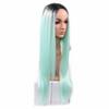 NEWPECK Women Silky Synthetic Wig Girls Cosplay Remy Hair Real Straight Long Black Gradient Color (Cyan) view 2