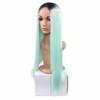 NEWPECK Women Silky Synthetic Wig Girls Cosplay Remy Hair Real Straight Long Black Gradient Color (Cyan) view 3