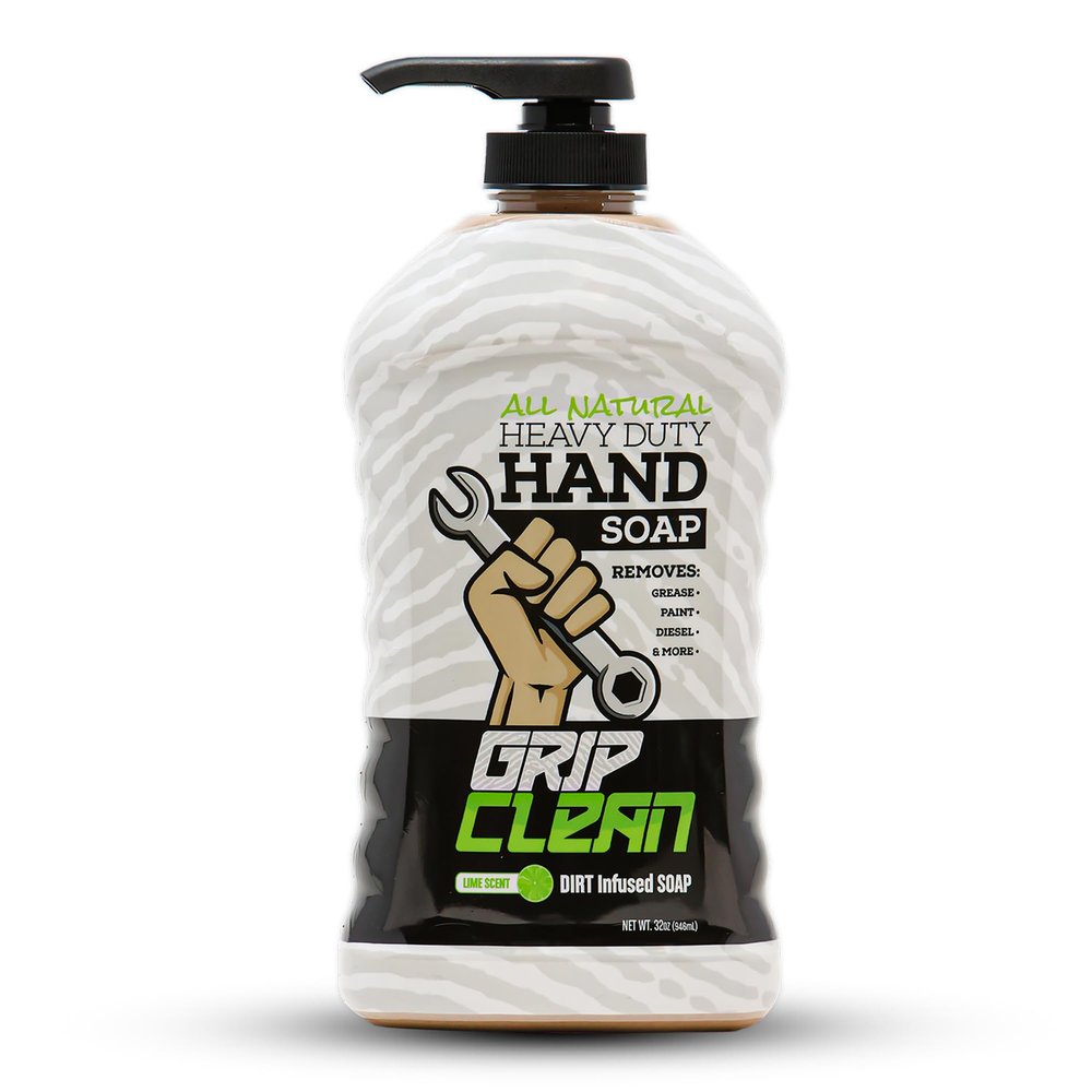 Grip Clean Heavy Duty Hand Cleaner for Mechanics Natural Pumice & Clay-Infused Technology Removes Grease, Oil & Grime Moisturizing Liquid Hand Soap for Shop, Garage & Industrial Use 32oz