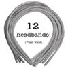 12pc Skinny Satin Headbands - 7mm wide, solid color packs (Light Grey) view 1