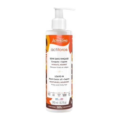 Activilong Actiforce Leave-In  Moisturize, Define, Nourish, and Protect Your Curls  Infused with In Black Castor Oil and Sapote  Strength and Vitality for Your Hair Without Greasy Residue  240 ml.