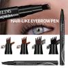 4-Forked Eyebrow Pencil Waterproof & Long-Lasting - Microblading Pen For Natural Hair-Like Brows, Dual-Ended With Precision Brush (Coffee Brown) view 3