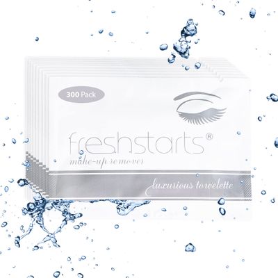 300 Bulk Pack Luxurious Makeup Remover Wipes, Guest Bathroom Essentials for Weddings, Restaurants, Bars & Clubs Gray, Travel-Size, Disposable