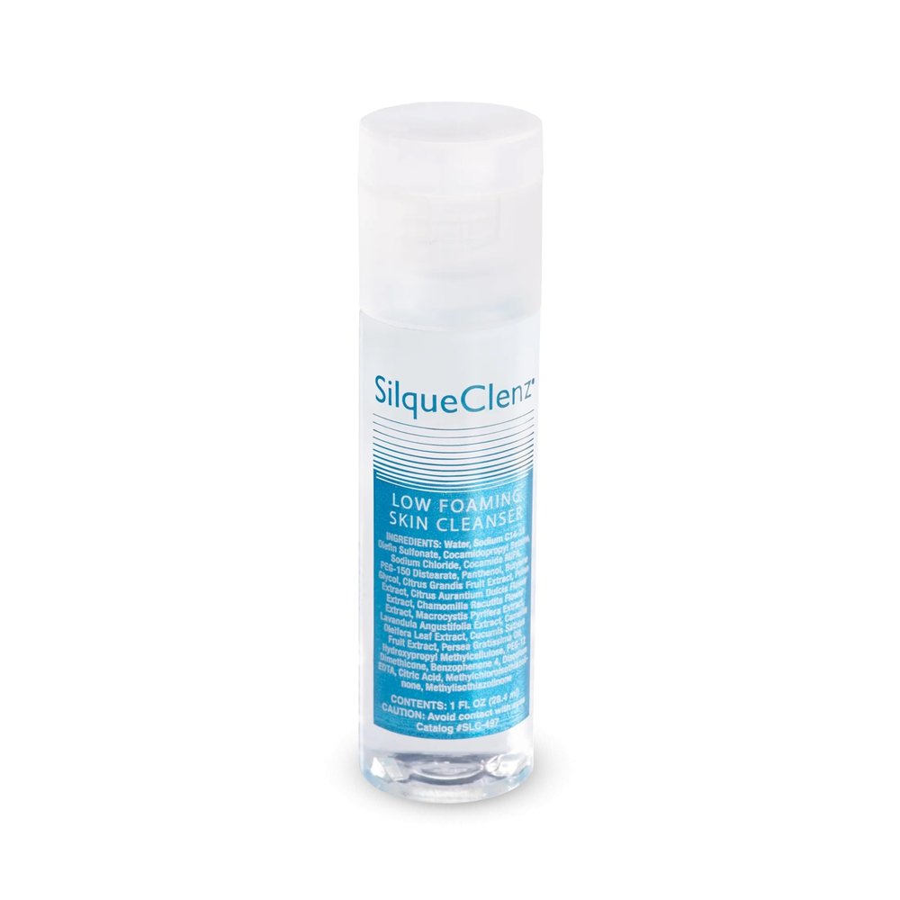 SilqueClenz Low Foaming Skin Cleanser Gentle, Low pH Wound Cleanser for Scars, Sensitive Skin & Post-Op Areas - Hydrates with Flax Seed Extract & Vitamin B5 Compact Travel-Ready Bottle, 1 fl. oz