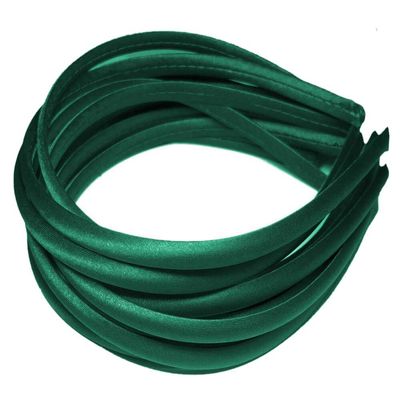 12 Skinny Satin Headbands - 7mm wide, solid color pack in Hunter Green