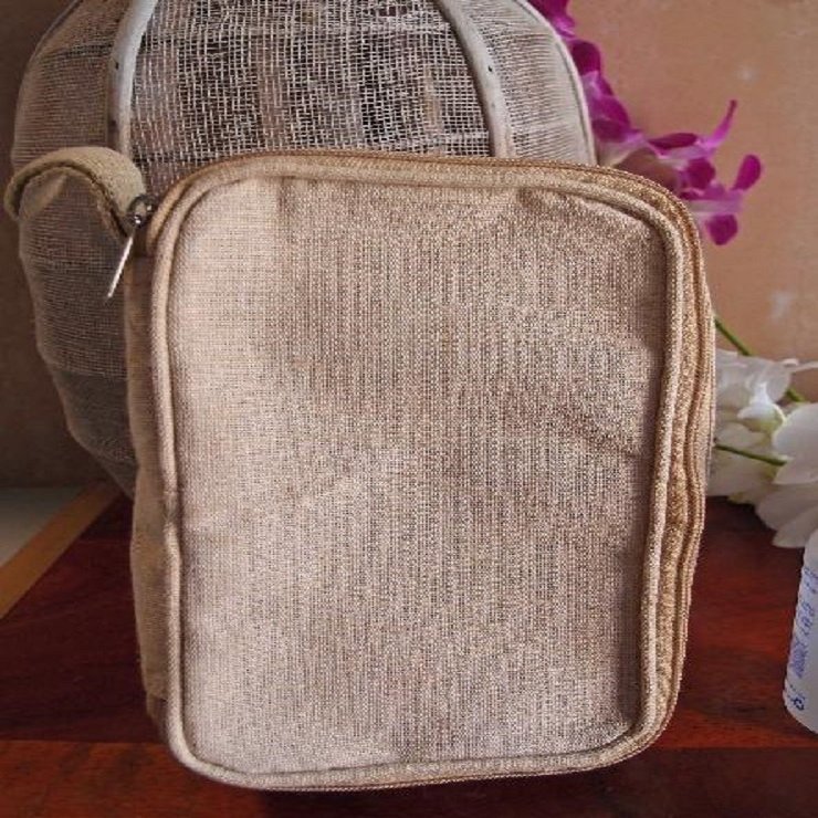 Natural Canvas Zippered Flat Pouch Cosmetic Makeup Bag Travel Toiletry Dopp Kits (12, Size 5: 8"W x 5.25"x 3")