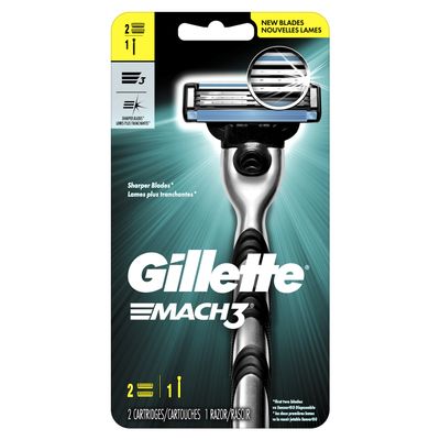 Gillette Mach3 Men's Razor, Handle & 2 Blade Refills (Packaging May Vary)