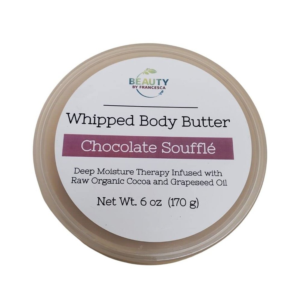 Beauty by Francesca - Handmade Whipped Body Butter Chocolate Souffl - 100% All Natural Ingredient Hydrating Moisturizing Body Cream, 6oz