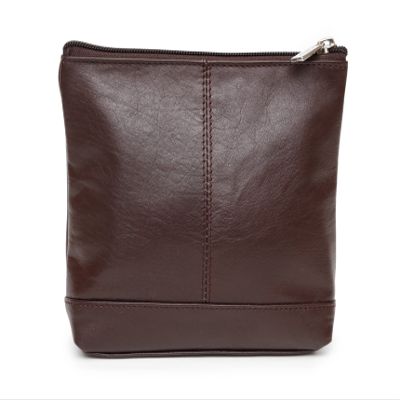 Ashlin Genuine Cowhide Leather with Top zipper closure Large Cosmetic Bag, Dark Brown
