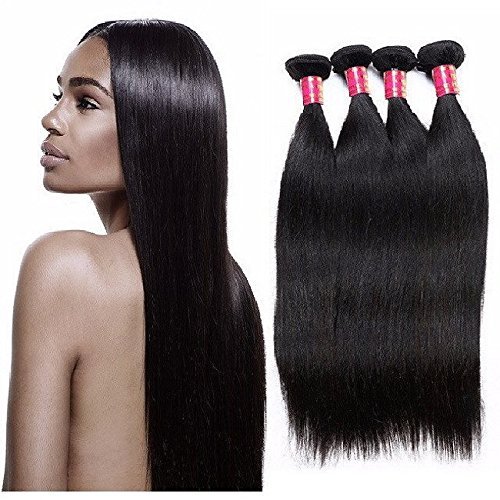 Hairticket 4 Bundles Straight Virgin Indian Hair Natural Color / 14 14 16 16