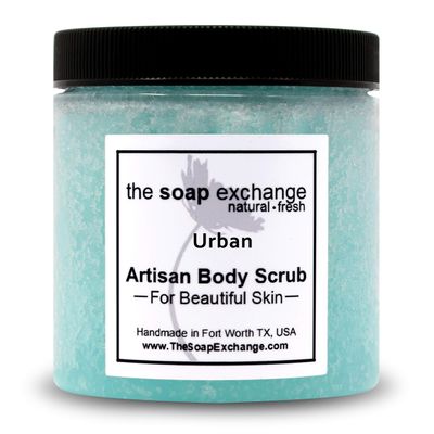 The Soap Exchange Sea Salt Body Scrub - Urban Scent - Hand Crafted 8 fl oz / 240 ml Natural Artisan Skin Care, Shea Butter, Exfoliate, Moisturize, & Protect. Made in the USA.