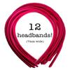12pc Skinny Satin Headbands - 7mm wide, solid color packs (Hot Pink) view 1