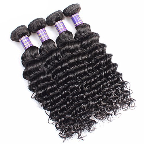 Hairticket 4 Bundles Deep Wave Virgin Brazilian Hair Natural Color / 20 22 24 24