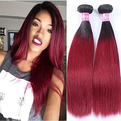 Hairticket 3 Bundles Ombre Straight Virgin Brazilian Hair 14 14 16