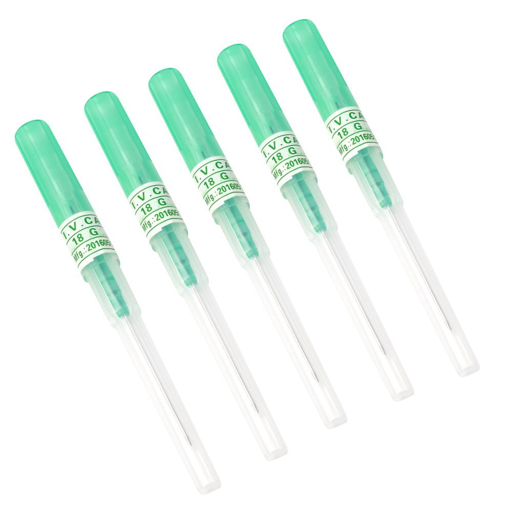 Xiboya textile Pack of 5 Catheter Piercing Needles Tattoo Piercings Tool (18G)