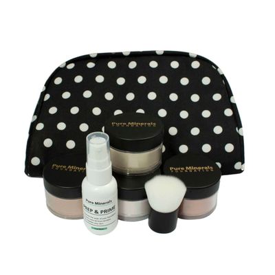 Pure Minerals Foundation Loose Powder 8g Sifter Jar- Choose Color,free of Harmful Ingredients (Compare to Bare Minerals Matte and Original or Mac Makeup) Gift Set (Golden Tan Matte Foundation)