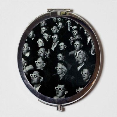 3D Glasses Compact Mirror Retro Movie Theater Kitsch Pocket Size for Makeup Cosmetics