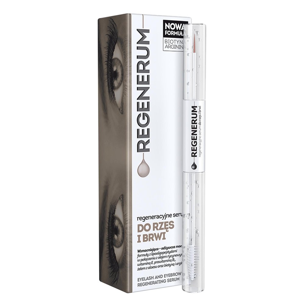 Regenerum - Eyelash and Eyebrow Regenerating Serum - Intensive Care for Brittle Eyebrows and Eyelashes with Dual Formula for Nourishment - 11g