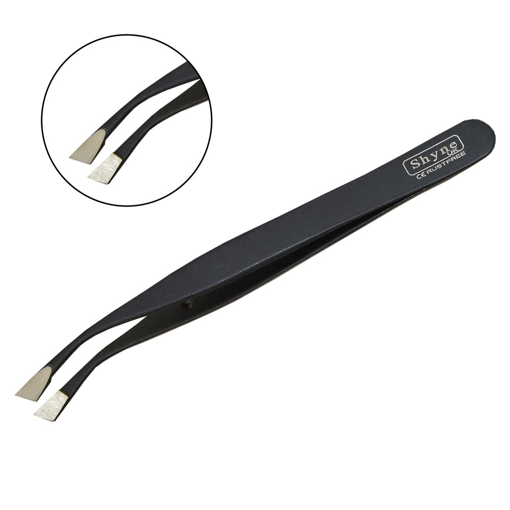 5" Black Eyelash Extension Long Tweezers for Russian Volume Lash Extensions