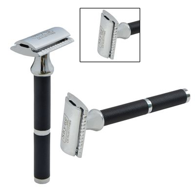 Black Men's Shaving De Safety Razor Stainless Steel Handle Double Edge Safety