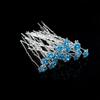 20pcs Rhinestone Rose Flower Hair Bobby Pin Crystal Bride Wedding Metal Hair Clip Decoration U Shape Jewelry Headpiece Accessories, Blue view 2