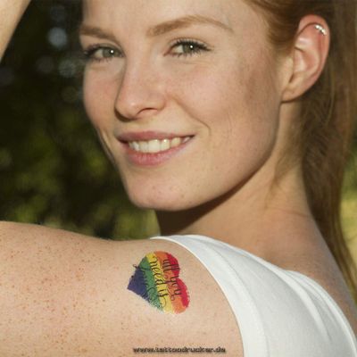10 x Heart Rainbow Tattoo- All you need is Love - CSD Tattoo - Heart Rainbow Tattoo Flag (10)