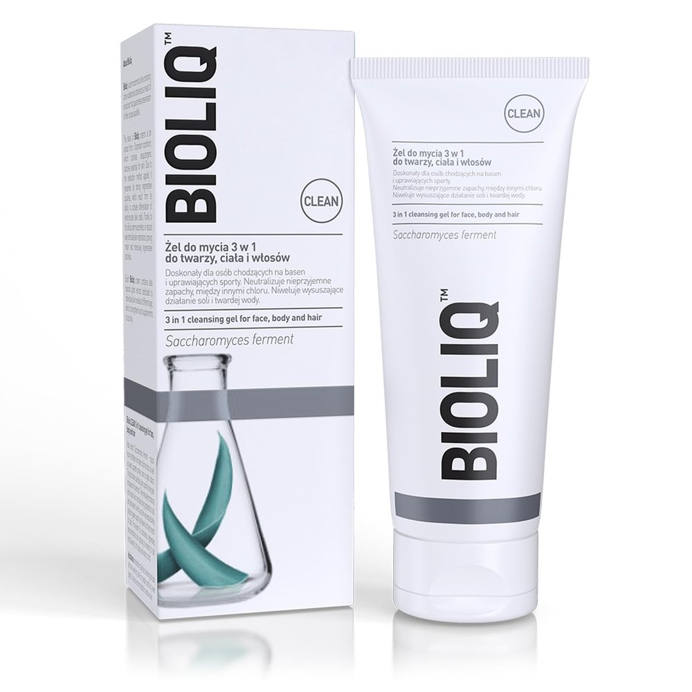 Bioliq - Clean 3-in-1 Cleansing Gel - Ultimate Care for Sport and Pool Enthusiasts with Saccharomyces Ferment, Marigold, Aloe, and More - 180 ml