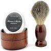 Pure Badger Hair Shaving Brush Natural Wood Mug Bowl Hand-Made Soap Barber Set view 1