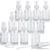1 oz Clear Glass Boston Round Bottle with White Fine Mist Spray (12 Pack) + Funnel Refillable Empty Storage Containers view 1