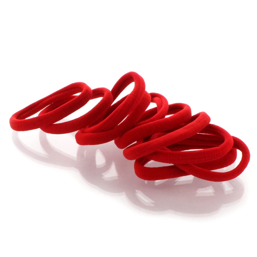 My Lello Large Thick Premium Elastic Ponytail Holder Seamless Hair Bands Red 20pcs