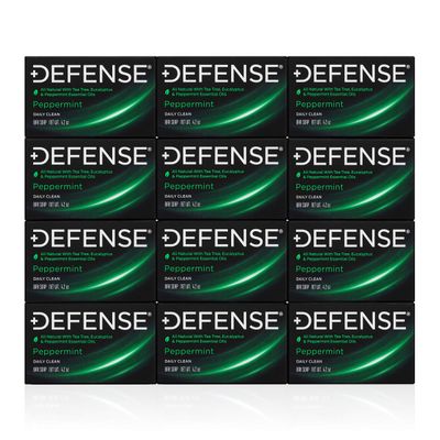 Defense Soap 12pk All Natural Peppermint Bar Soap for Men | Made by Wrestlers with Tea Tree Oil & Eucalyptus Oil to Promote Healthy Skin