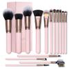 SIXPLUS Travel Makeup Brushes with Case, 15 Pcs Pink Makeup Brush Set Professional for Foundation Powder Concealer Eyeshadow Blush, Covers, Best Make Up Brush Kit Gift for Women Girlfriend Mom view 1