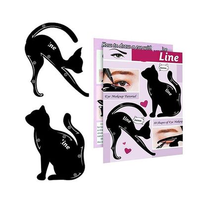 2 in 1 Cat Shape Eyeliner Template Stencil Smoky Eyeshadow Applicators Eyeliner Plate Matte PVC Material Professional Multifunction Black Cat Shape Eye liner & Eye Shadow Guide Template (1pack)